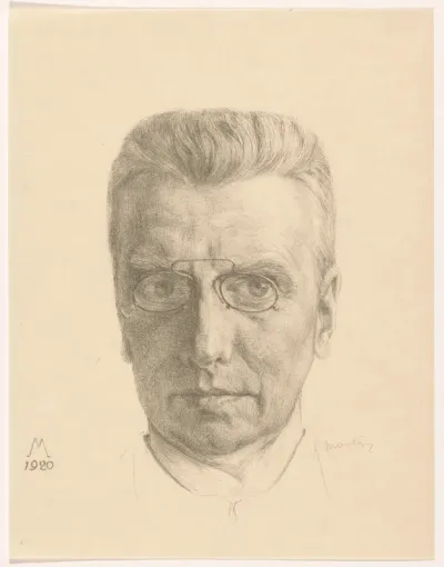 Zelfportret met knijpbril