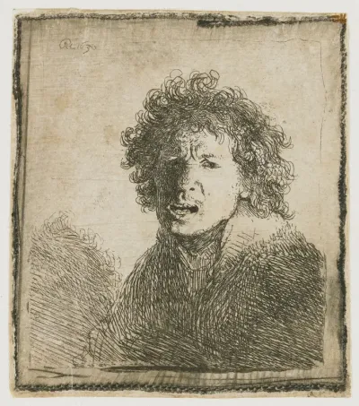 Zelfportret met open mond, alsof schreeuwend: buste