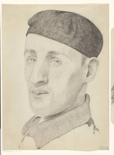 Zelfportret met pet:, maart 1942