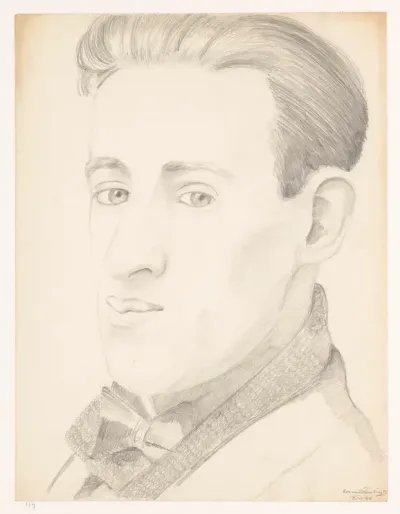 Zelfportret met vlinderstrik: B-1-1, 1942