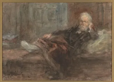 Zelfportret met zieke voet