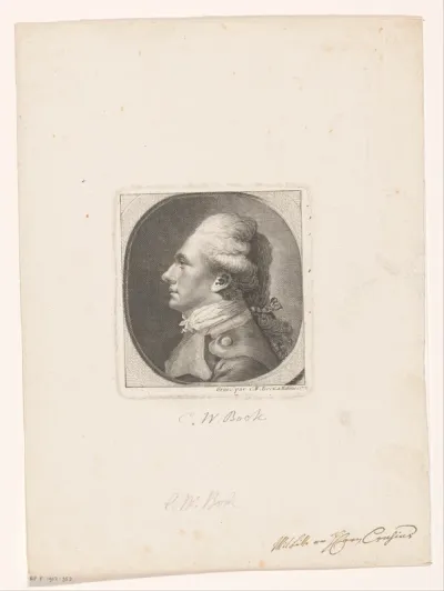 Zelfportret van Christoph Wilhelm Bock op 22-jarige leeftijd