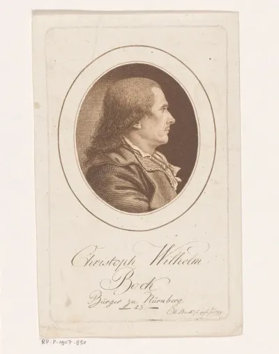 Zelfportret van Christoph Wilhelm Bock op 43-jarige leeftijd