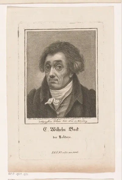 Zelfportret van Christoph Wilhelm Bock op 80-jarige leeftijd