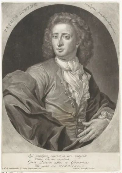 Zelfportret van de prentmaker en uitgever Pieter Schenk