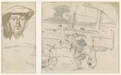 Zelfportret van George Hendrik Breitner met schets