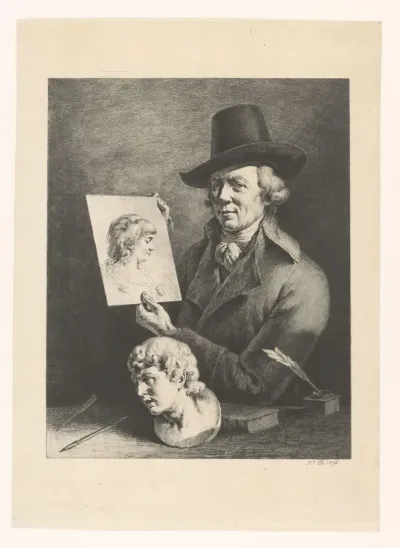 Zelfportret van Jean Jacques de Boissieu met een portret van zijn vrouw