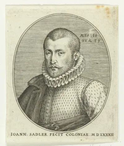 Zelfportret van Johann Sadeler op 31-jarige leeftijd