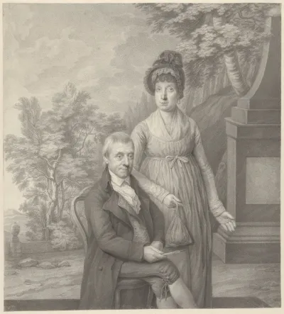 Zelfportret van Johannes Cornelis Mertens met zijn tweede echtgenote Helena Janszen