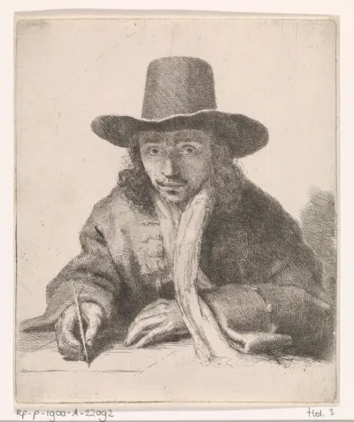 Zelfportret van Johannes Lutma, tekenend