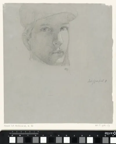 Zelfportret van Karel de Nerée tot Babberich, met pet
