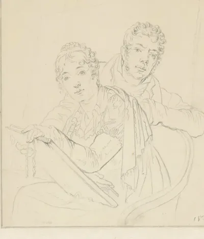 Zelfportret van Louis Moritz met zijn vrouw Anna Reijermans