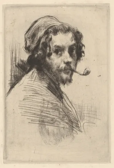 Zelfportret van Marcellin Gilbert Desboutin met pijp