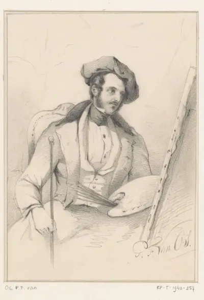 Zelfportret van Pieter Frederik van Os voor schildersezel