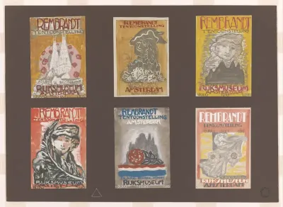 Zes affiches voor Rembrandt tentoonstelling (ontwerpen)