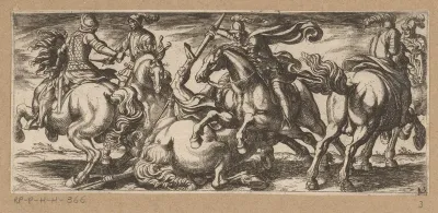 Zes cavaleristen in gevecht