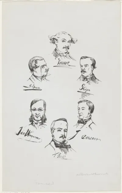 Zes portretten van mannen