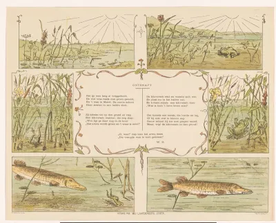 Zes voorstellingen bij een gedicht over een snoek en een kikker