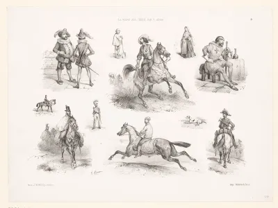 Zes voorstellingen van edellieden, ridders en ruiters