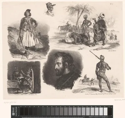 Zes voorstellingen van menselijke figuren