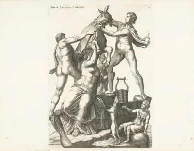Zethus en Amphion binden Dirce aan de horens van een wilde stier
