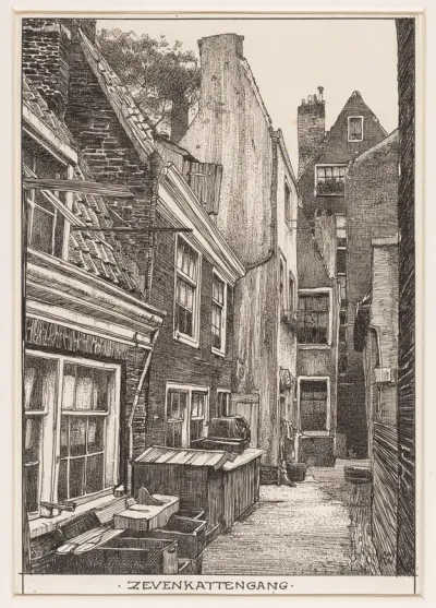 Zevenkattengang bij de Goudsbloemgracht (thans Willemstraat) te Amsterdam