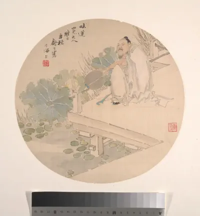 Zhou Dunyi admiring lotus flowers