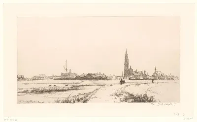 Zicht op Antwerpen vanaf de dijk