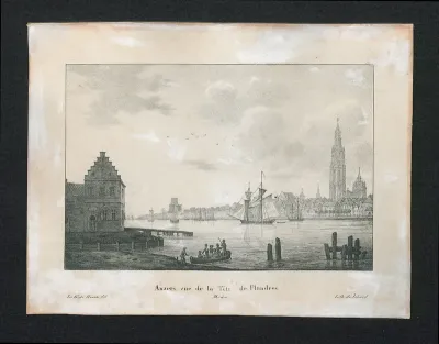 Zicht op Antwerpen vanuit het Vlaams Hoofd (Linkeroever)