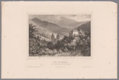 Zicht op de abdij van Murbach en de Grand Ballon in de Vogezen