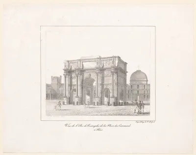 Zicht op de Arc de Triomphe du Carrousel in Parijs