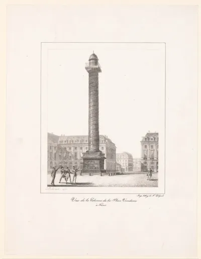 Zicht op de Austerlitz-zuil op de Place Vendôme in Parijs