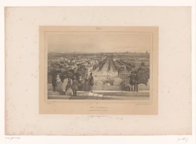 Zicht op de Avenue des Champs-Élysées vanaf de Arc de Triomphe
