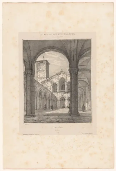 Zicht op de Basiliek van Sint-Ambrosius in Milaan