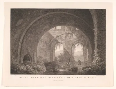 Zicht op de benedenverdieping van de Villa Maecenas in Tivoli