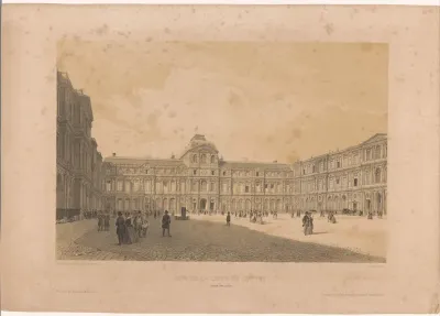 Zicht op de binnenplaats (Cour Carrée) van het Louvre