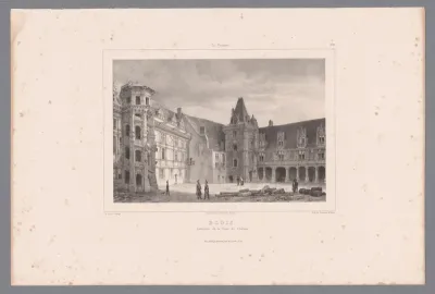 Zicht op de binnenplaats van het kasteel van Blois met de spiraalvormige trap