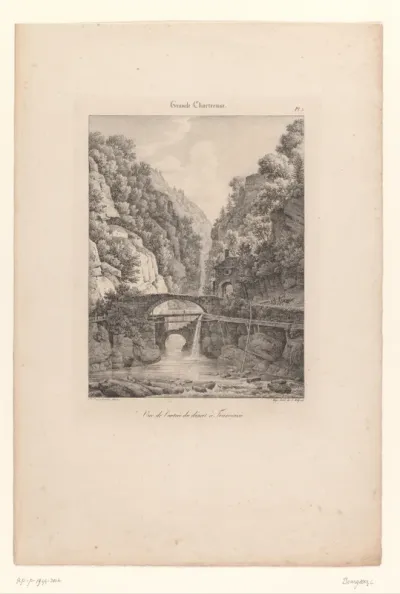 Zicht op de brug bij Fourvoirie in het massief van de Chartreuse