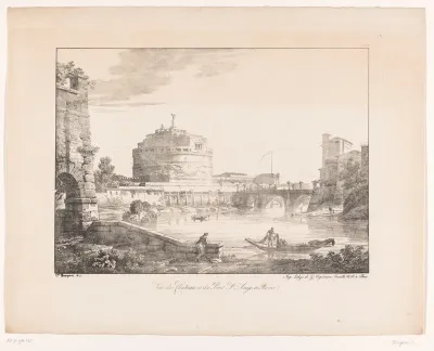 Zicht op de Engelenburcht met de Engelenbrug te Rome