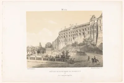 Zicht op de façade van koning Frans I van het Kasteel van Blois