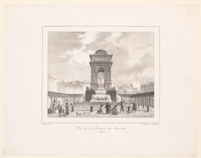 Zicht op de Fontaine des Innocents in Parijs