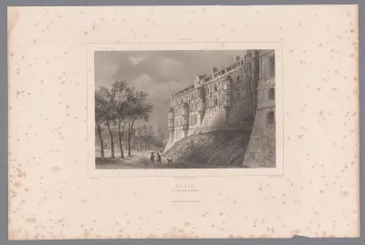 Zicht op de gevel met de loges van het kasteel van Blois