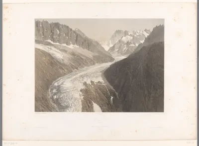 Zicht op de gletsjer Mer-de-Glace te Chamonix