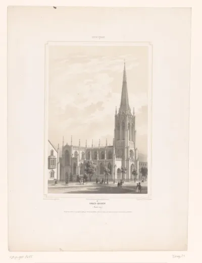 Zicht op de Grace Church in Manhattan
