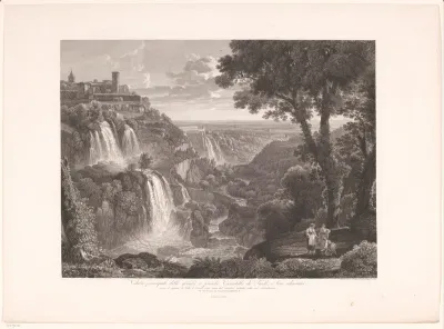 Zicht op de grote en kleine watervallen van Tivoli