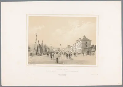 Zicht op de haven en het douanekantoor van Boulogne-sur-Mer