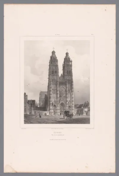 Zicht op de kathedraal Saint-Gatien in Tours