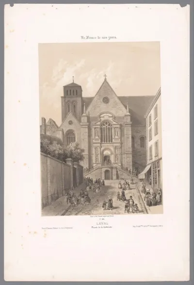 Zicht op de kathedraal van de Sainte-Trinité te Laval