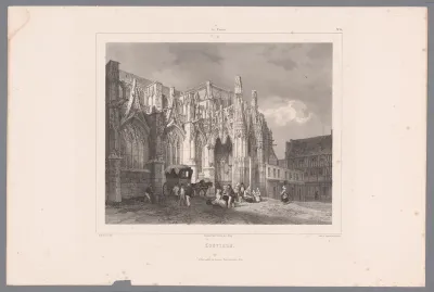 Zicht op de kerk Notre-Dame te Louviers