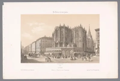 Zicht op de kerk Saint-Nizier en de rue de l'Impératrice te Lyon